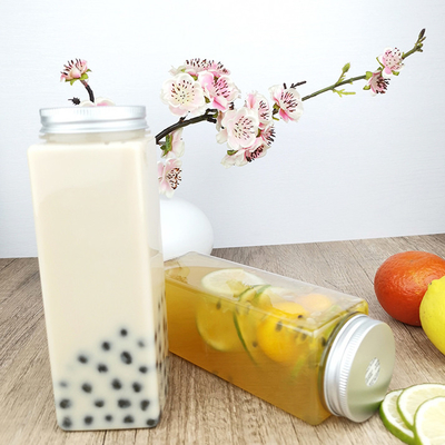 500ml chai dùng một lần vuông với nắp, thùng nhựa chất lượng thực phẩm an toàn cho đồ uống, dầu, nước trái cây