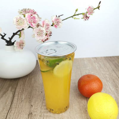 Đồ uống trong suốt Chai uống một lần bằng nhựa 400ml có nắp chụp tròn