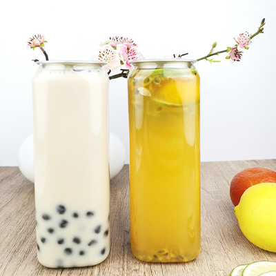 Chai uống vuông 0,5L trong suốt với nắp lon nước xốt salad
