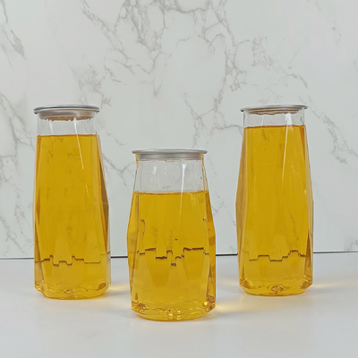 380ml chai chứa nước ép PET hình kim cương bằng nhựa với nắp kéo dễ dàng